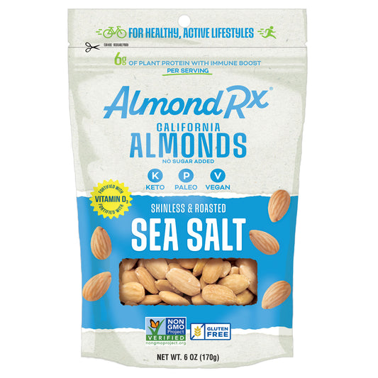 Resealable Pouch Sea Salt Skinless and Roasted Almonds – Fortified with Vitamin D3