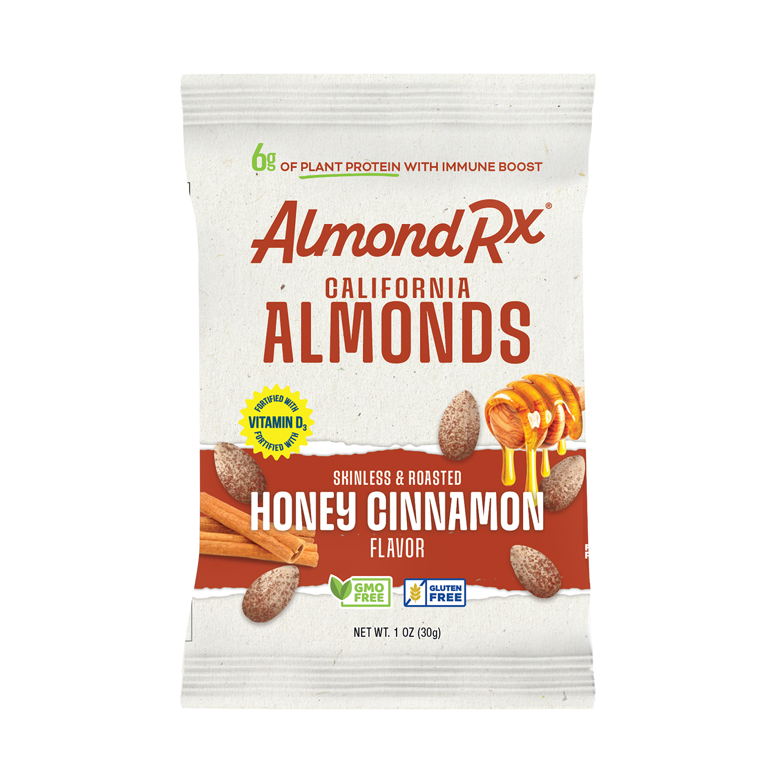 AlmondRx Honey Cinnamon Almonds  – a naturally sweet, non-GMO blend of honey and cinnamon