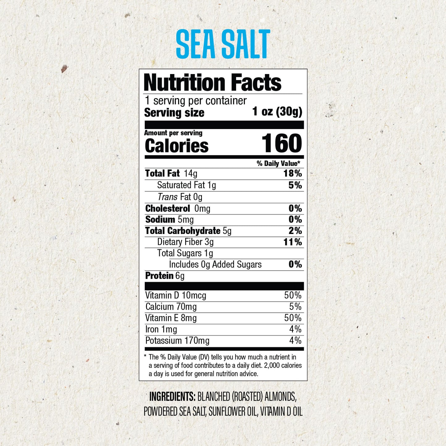 Sea Salt  AlmondRx Almonds Nutrition Facts: Healthy Snacking Information