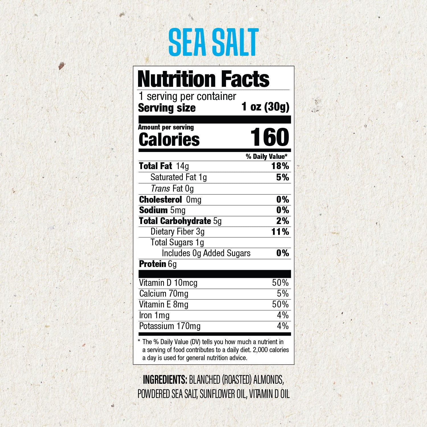 Sea Salt  AlmondRx Almonds Nutrition Facts: Healthy Snacking Information