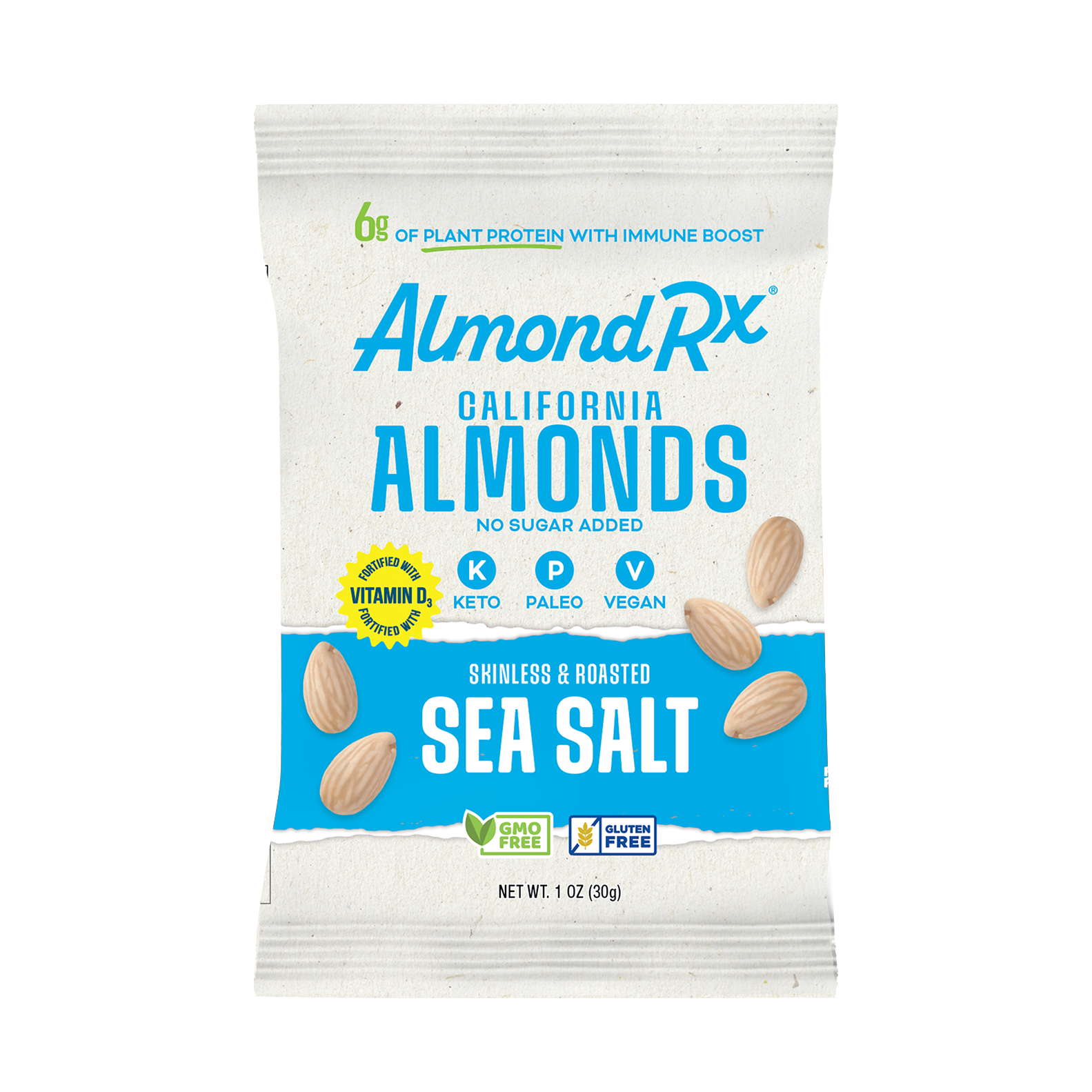AlmondRx Almonds Sea Salt – a pure, non-GMO seasoning for a natural, savory taste.