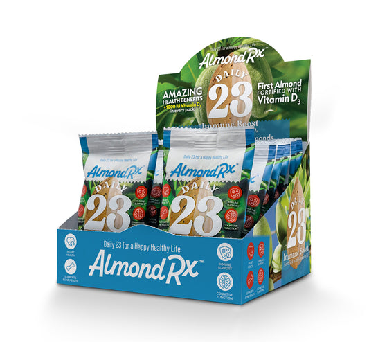 (15) AlmondRx Snack Packs - Heart Healthy Skinless and Roasted with Sea Salt Fortified with Vitamin D3