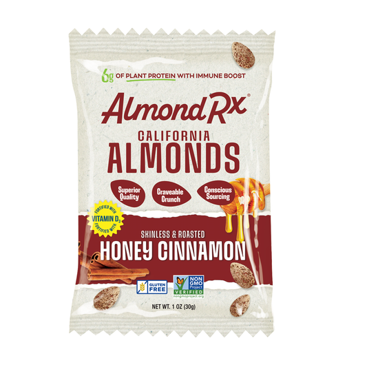 Multipack of 1 oz Honey Cinnamon Skinless & Roasted Almonds Snack Packs - Fortified with Vitamin D3