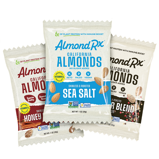 Multipack of 1 oz Variety Skinless & Roasted Almonds Snack Packs – Fortified with Vitamin D3