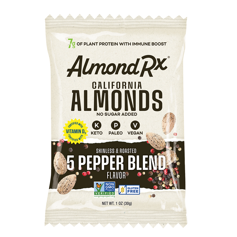 AlmondRx Five Pepper Flavor 1 oz Package of almonds