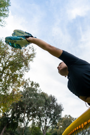 Kaylee Oh, star outfielder for SDSU, making a clutch catch.