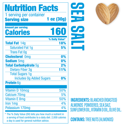 Multipack of 1 oz Sea Salt Skinless & Roasted Almonds Snack Packs – Fortified with Vitamin D3