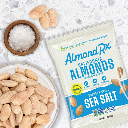 Multipack of 1 oz Sea Salt Skinless & Roasted Almonds Snack Packs – Fortified with Vitamin D3