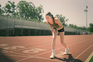 Tessa Buswell warming up on the track